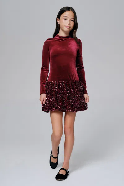Bardot Junior Kids' Girls Andi Mini Bubble Dress In Burgundy