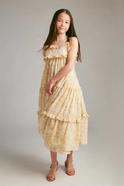 Bardot Junior Kids' Girls Anna Floral Chiffon Dress In Yellow