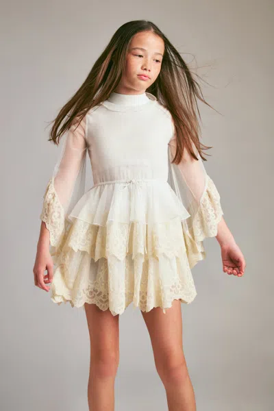 Bardot Junior Kids' Girls Anyssa Lace Edge Ruffle Dress In White