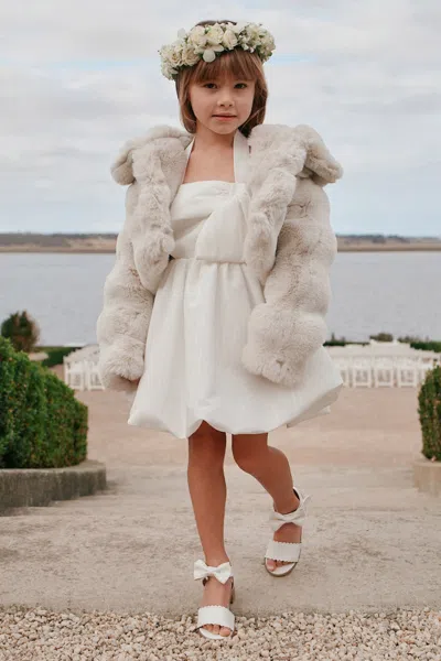 Bardot Junior Kids' Girls Athera Cropped Faux Fur Jacket In Soft Grey