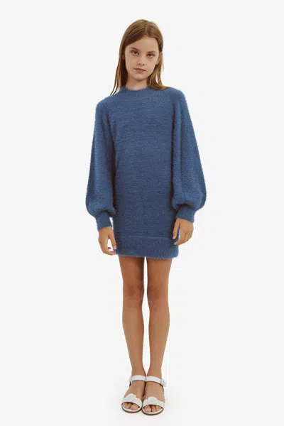 Bardot Junior Kids' Girls Bell Sleeve Knit Dress In Steel Blue