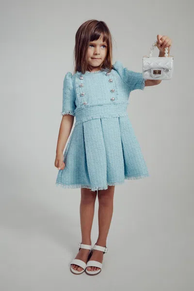 Bardot Junior Kids' Girls Brielle Boucle Dress In Baby Blue