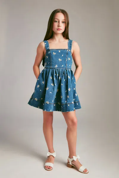 Bardot Junior Kids' Girls Catalina Daisy Denim Dress In Blue