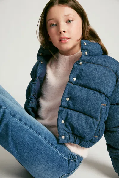 Bardot Junior Kids' Girls Denim Bomber Jacket In Denim Blue