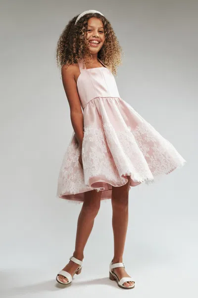 Bardot Junior Kids' Girls Elizabeth Lace Trim Dress In Soft Pink