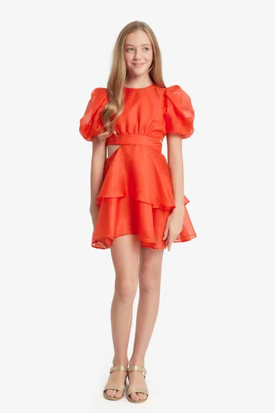 Bardot Junior Kids' Girls Enya Organza Mini Dress In Fire Red