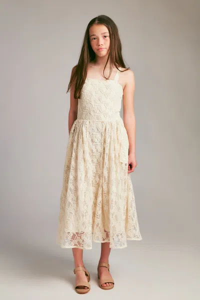 Bardot Junior Kids' Girls Estie Broderie Lace Midi Dress In Neutral