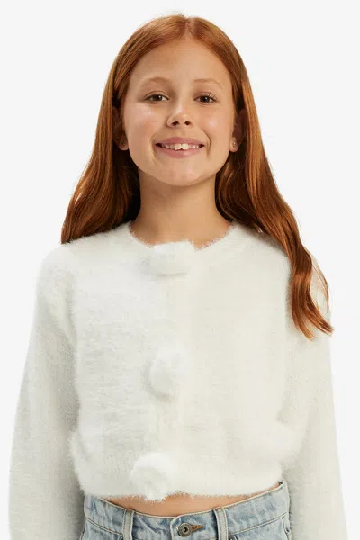 Bardot Junior Kids' Girls Fluffy Flower Cardi In Ivory