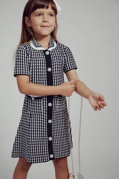 Bardot Junior Kids' Girls Gingham Knit Dress In Black/wht