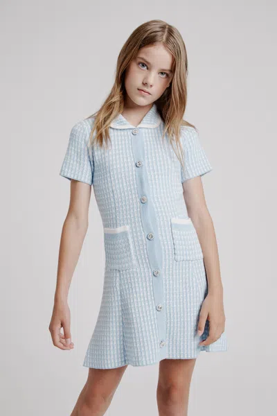 Bardot Junior Kids' Girls Gingham Knit Dress In Blu Gingha