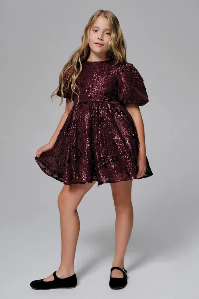 Bardot Junior Kids' Girls Isabel Flower Sequin Dress In Burgundy