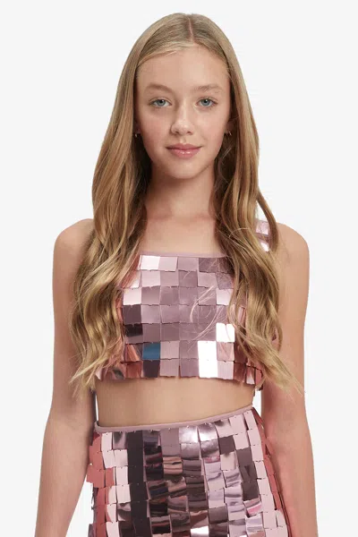 Bardot Junior Kids' Girls Katana Sequin Top In Pink Sequi
