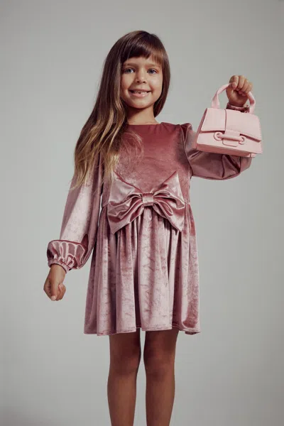 Bardot Junior Kids' Girls Lindsey Velour Mini Dress In Dusty Rose