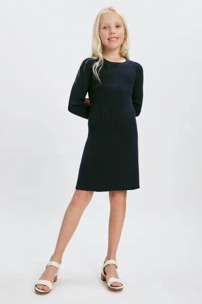 Bardot Junior Kids' Girls Long Sleeve Knit Dress In Navy