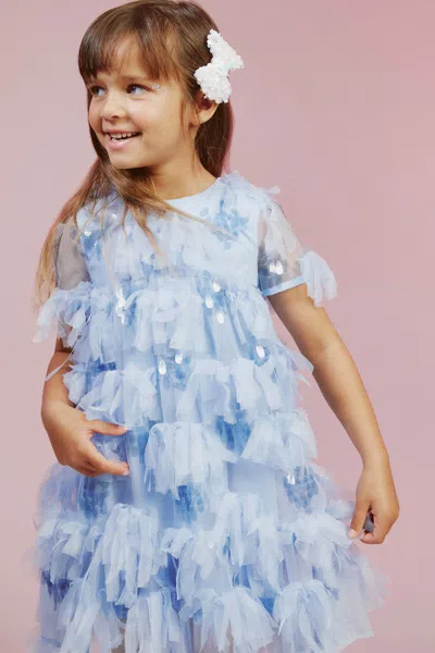 Bardot Junior Kids' Girl's Mallory 3d Tiered Dress In Soft Blue