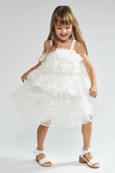 Bardot Junior Kids' Girls Marina Tiered Lace Dress In White