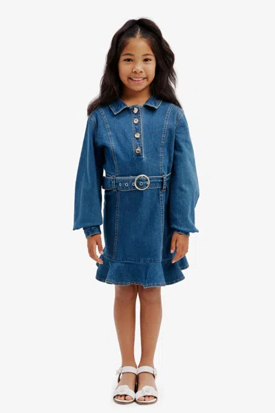 Bardot Junior Kids' Girl's Naida Denim Belted Dress In Vintage