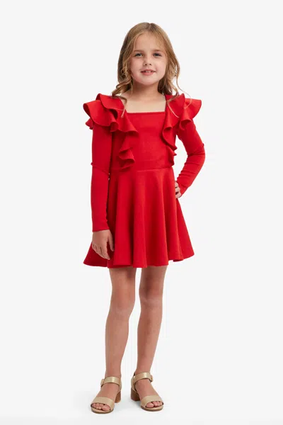 Bardot Junior Kids' Girls Peyton Frill Ponte Dress In Red