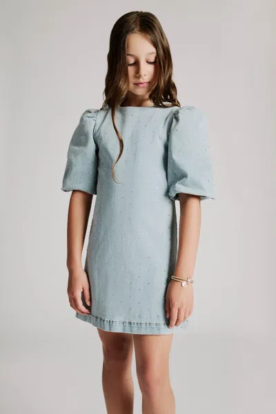 Bardot Junior Kids' Girls Rhinestone Mini Dress In Light Wash