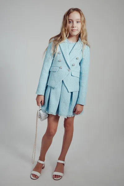 Bardot Junior Kids' Girls Roma Boucle Blazer In Baby Blue