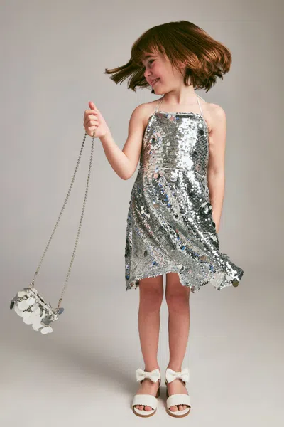 Bardot Junior Kids' Girls Sequin Halter Dress In Gray