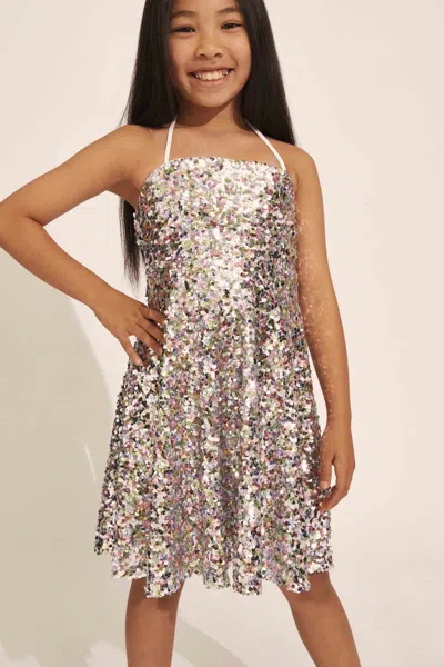 Bardot Junior Kids' Girls Sequin Halter Dress In Rainbow