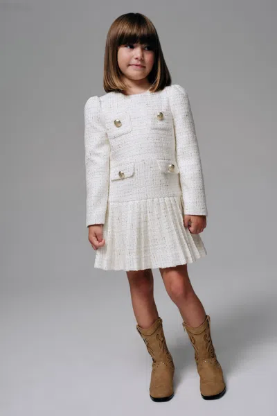Bardot Junior Kids' Girls Shiloh Boucle Dress In White
