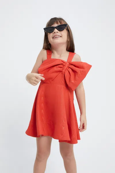 Bardot Junior Kids' Girls Stefania Mini Bow Dress In Fire Red