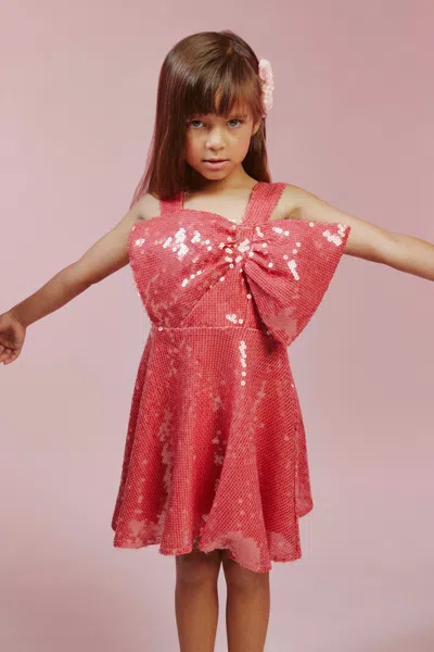 Bardot Junior Kids' Girls Stefania Sequin Bow Dress In Cloud Pink