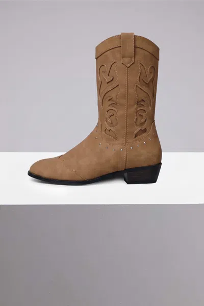 Bardot Junior Kids' Girls Suede Embroidered Boot In Brown