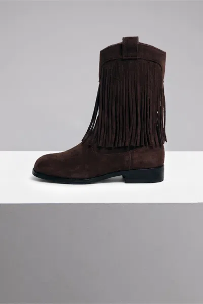 Bardot Junior Kids' Girls Suede Fringe Boot In Brown
