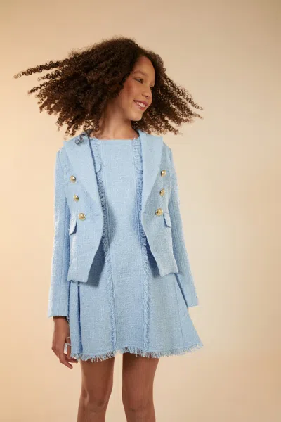 Bardot Junior Kids' Girls Sutton Boucle Blazer In Icing Blue