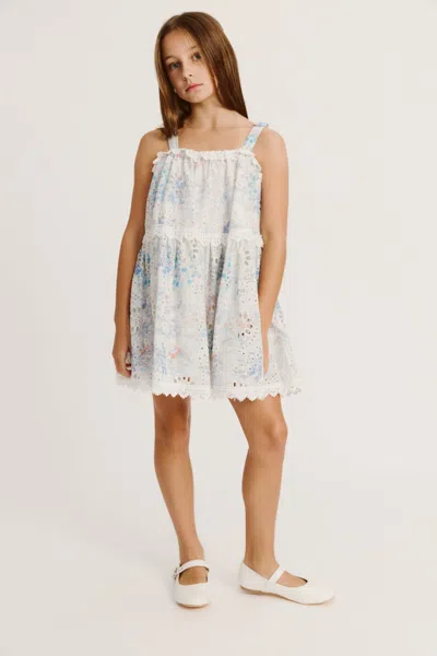 Bardot Junior Kids' Girls Sylvie Broderie Mini Dress In Blue