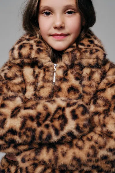 Bardot Junior Kids' Girls Sylvie Leopard Faux Fur Jacket In Brown