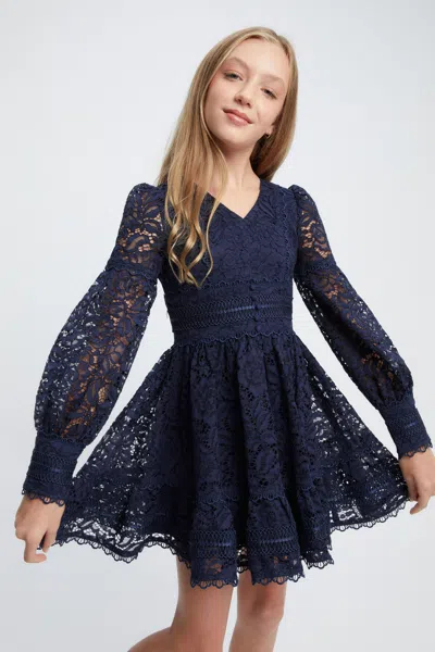 Bardot Junior Junior Girls' Venice Lace Mini Dress - Little Kid, Big Kid In Navy