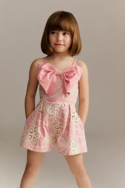 Bardot Junior Kids' Girls Vieda Bow Front Playsuit In Pink