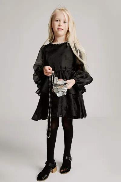 Bardot Junior Kids' Girls Wednesday Organza Trim Dress In Black