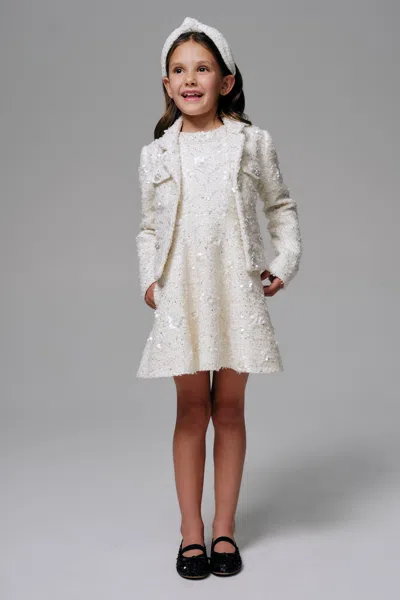 Bardot Junior Kids' Girls Yve Sequin Boucle Mini Dress In Ivory
