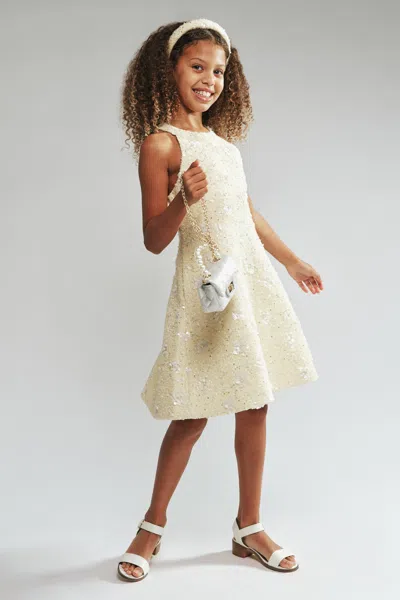Bardot Junior Kids' Girls Yve Sequin Boucle Mini Dress In Yellow
