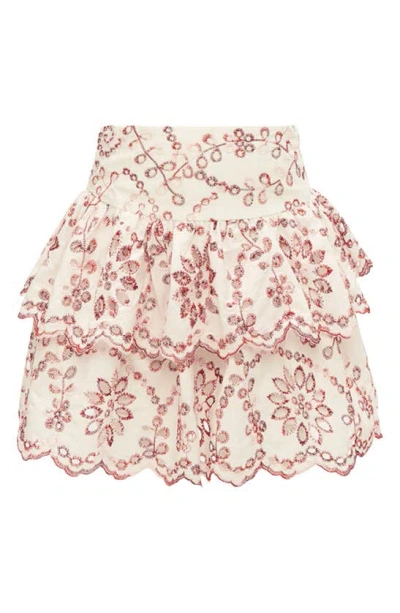 Bardot Junior Kids' Amelia Broderie Skirt In Red/ White