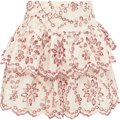 Bardot Junior Kids' Amelia Broderie Skirt In Red/white