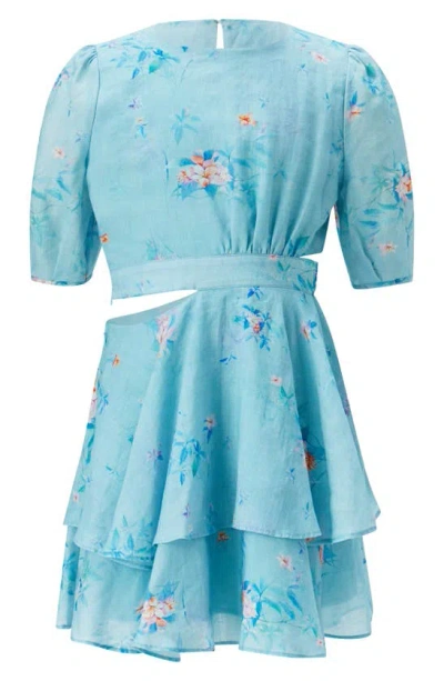 Bardot Junior Kids' Cindy Floral Cutout Dress In Blue Flora