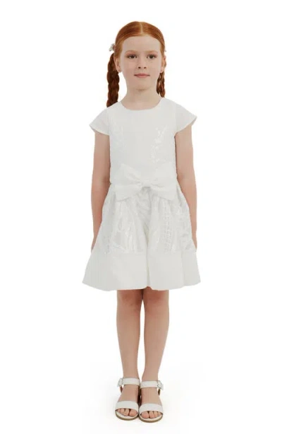 Bardot Junior Kids' Miami Metallic Pleat Bouclé Party Dress In Blue Boucle