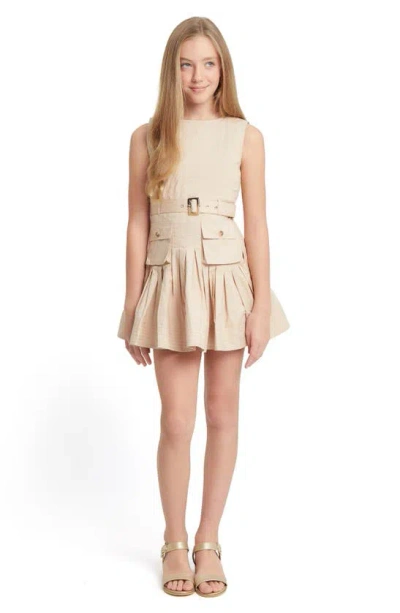 Bardot Junior Kids' Sleeveless Fit & Flare Cotton Minidress In Tan