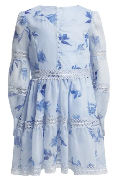 Bardot Junior Kids' Venice Floral Long Sleeve Fit & Flare Dress In Water Floral