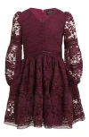 Bardot Junior Junior Girls' Venice Lace Mini Dress - Little Kid, Big Kid In Burgundy