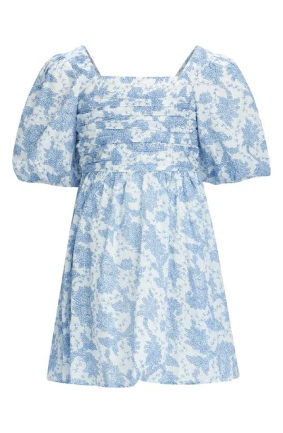 Bardot Junior Kids' Vivien Floral Puff Sleeve Dress In Baby Blue Floral
