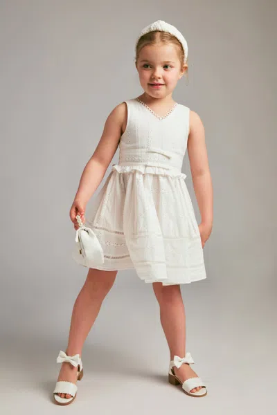 Bardot Junior Kids' Lulu Broderie Mini Dress In White