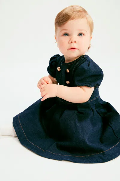 Bardot Junior Babies' Pleat Denim Mini Dress In Dark Denim