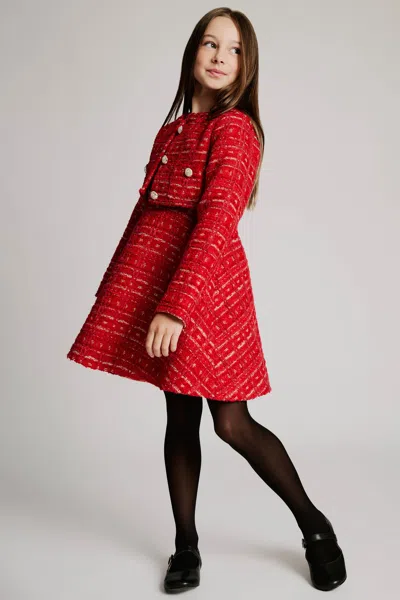 Bardot Junior Kids' Roma Boucle Dress In Red